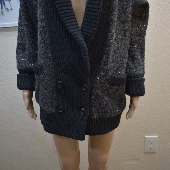 Diane Von Furstenberg Charcoal Pea Coat - Picture 6 of 11